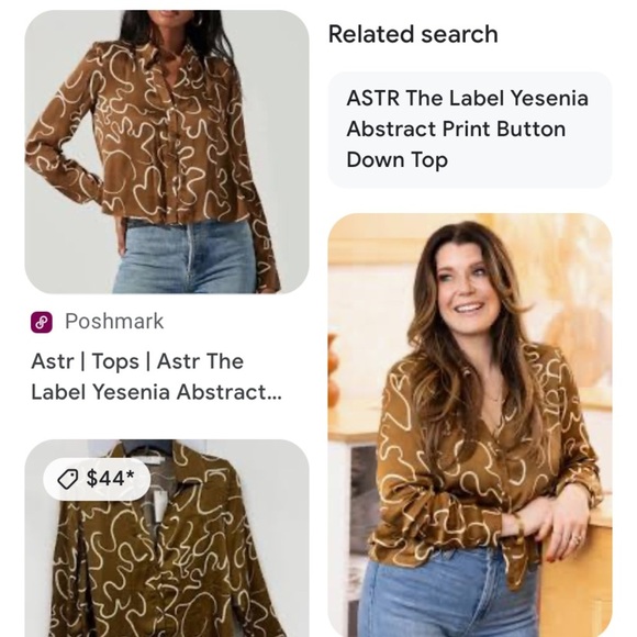 ASTR the label Yesenia abstract print satin button front blouse Medium NWT - Picture 6 of 12